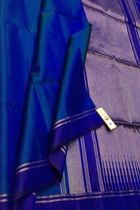Classic Peacock Blue Elegance Handloom Soft Silk Saree SS26473