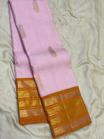 Load image into Gallery viewer, Classic Baby Pink &amp; Mustard 2gm Zari Elegance Kanchipuram Handloom Silk Saree SS28278
