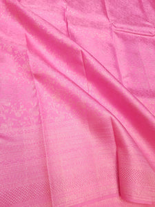 Classic Baby Pink 2gm Zari Turning Border Bridal Elegance Kanchipuram Handloom Silk Saree SS25681