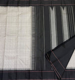 Load image into Gallery viewer, Classic White &amp; Black Checker Elegance Kanchipuram Handloom Silk Saree SS24718
