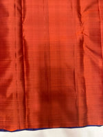 Load image into Gallery viewer, Classic Bluish Brown &amp; Rustic Orange 1gm Zari Elegance Kanchipuram Handloom Silk Saree SS28595
