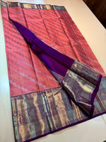 Load image into Gallery viewer, Classic Rose Pink &amp; Purple 3D Bridal Elegance Kanchipuram Handloom Silk Saree SS23898
