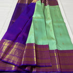 Load image into Gallery viewer, Classic Sea Green &amp; Purple 2gm Zari Bridal Elegance Kanchipuram Handloom Silk Saree SS28207
