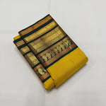 Load image into Gallery viewer, Classic Yellow &amp; Green 2gm Zari Double Side Kirvai Elegance Kanchipuram Handloom Silk Saree SS25351
