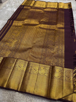 Load image into Gallery viewer, Classic Plum Bridal Elegance Kanchipuram Handloom Silk Saree SS27631
