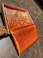 Load image into Gallery viewer, Classic Fiery Orange Gold Bridal Elegance Tissue Kanchipuram Handloom Silk Saree SS27985
