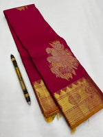 Load image into Gallery viewer, Classic Ruby Pink &amp; Yellow Kanchipuram Handloom Silk Saree SS25967
