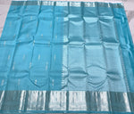 Load image into Gallery viewer, Classic Creamy Blue 2gm Zari Kanchipuram Handloom Silk Saree SS25823
