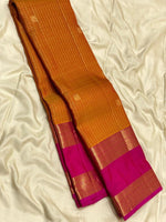 Load image into Gallery viewer, Classic Mustard &amp; Pink 2gm Zari Vaira Oosi Kanchipuram Handloom Silk Saree SS25583

