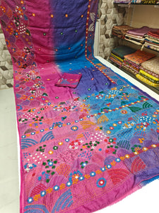 Classic Blue & Pink Elegance Gaachi Tussar Silk Saree SS24400