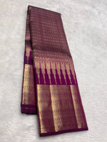 Load image into Gallery viewer, Classic Wine Red 2gm Zari Bridal Elegance Kanchipuram Handloom Silk Saree SS27178
