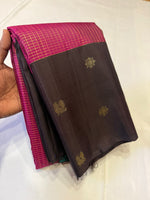 Load image into Gallery viewer, Classic Deep Pink &amp; Dark Brown 2gm Zari Elegance Kanchipuram Handloom Silk Saree SS27070
