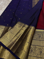 Load image into Gallery viewer, Classic Wine Red &amp; Midnight Blue Black Kanchipuram Handloom Silk Saree SS26837

