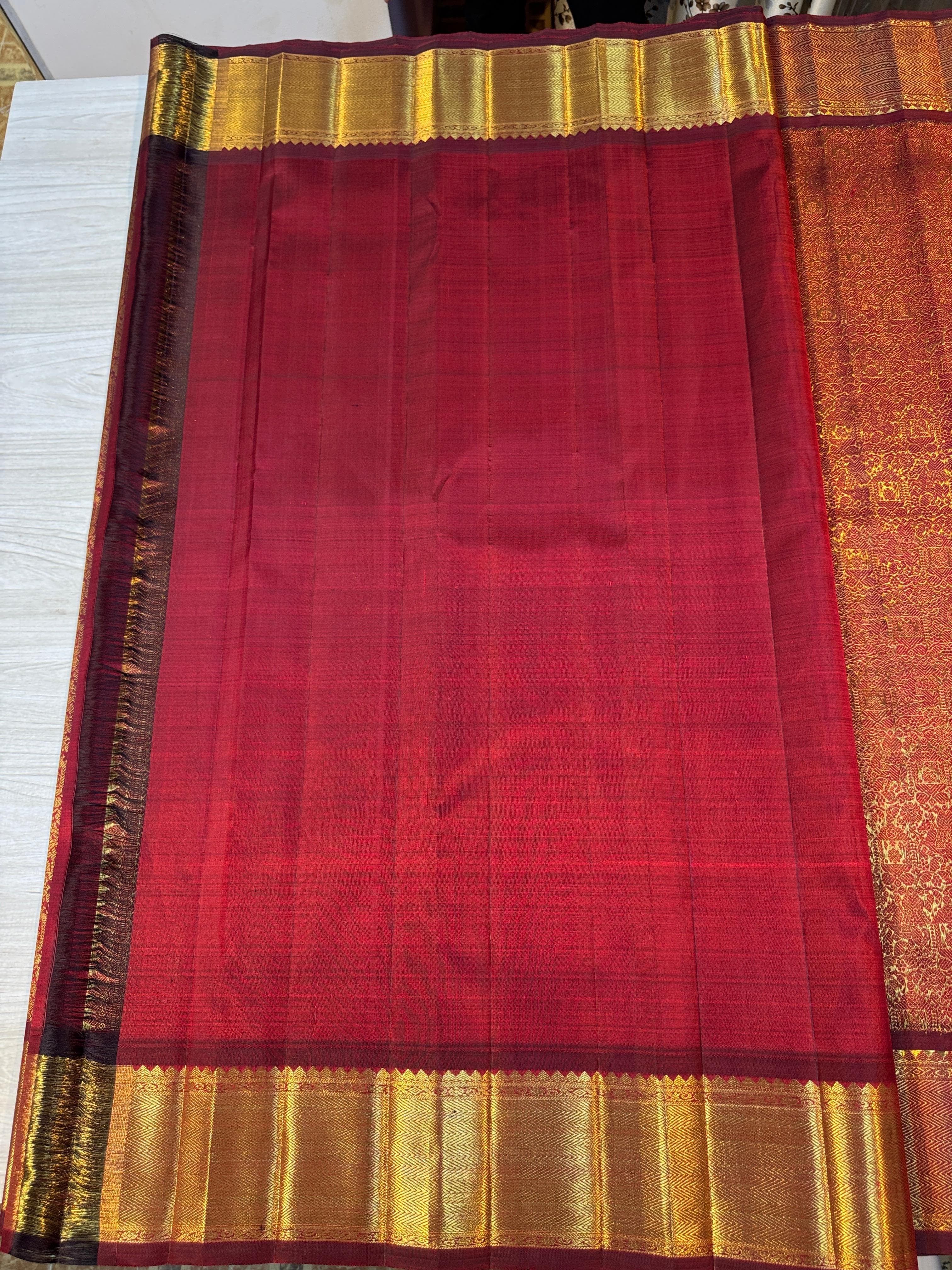 Classic Maroon 2gm Zari Brocade Bridal Elegance Kanchipuram Handloom Silk Saree SS25759