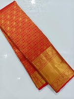 Load image into Gallery viewer, Classic Orange &amp; Red Bridal Elegance Kanchipuram Handloom Silk Saree SS27903
