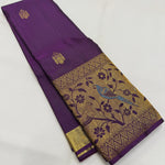 Load image into Gallery viewer, Classic Metallic Violet &amp; Wine Red Elegance Kanchipuram Handloom Silk Saree SS27380
