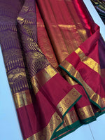 Load image into Gallery viewer, Classic Plum &amp; Deep Pinkish Red Elegance Kanchipuram Handloom Silk Saree SS27197
