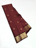 Load image into Gallery viewer, Classic Pecan Brown 2gm Zari Kanchipuram Handloom Silk Saree SS26419
