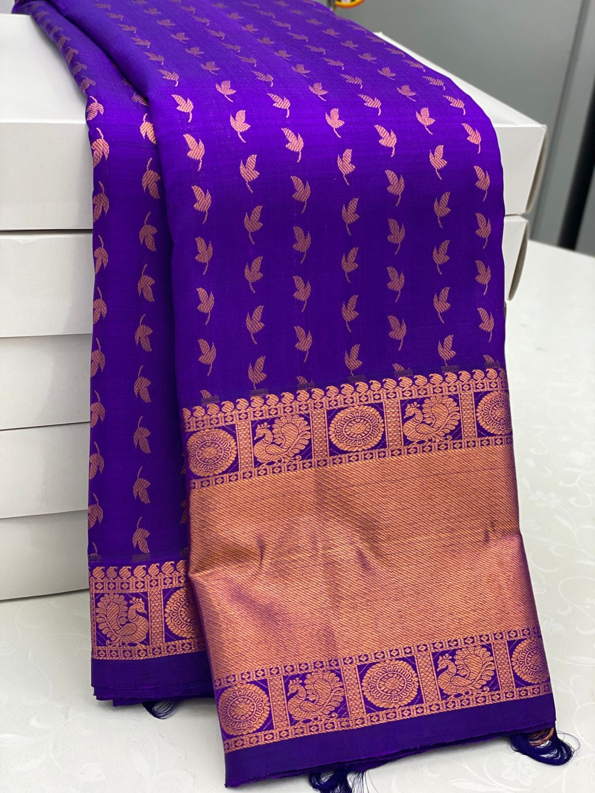 Classic Vadamalli 2gm Copper Zari Kanchipuram Handloom Silk Saree SS26231