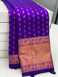Classic Vadamalli 2gm Copper Zari Kanchipuram Handloom Silk Saree SS26231