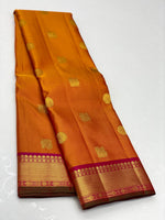 Load image into Gallery viewer, Classic Orange &amp; Pink 2gm Zari Elegance Kanchipuram Handloom Silk Saree SS23751
