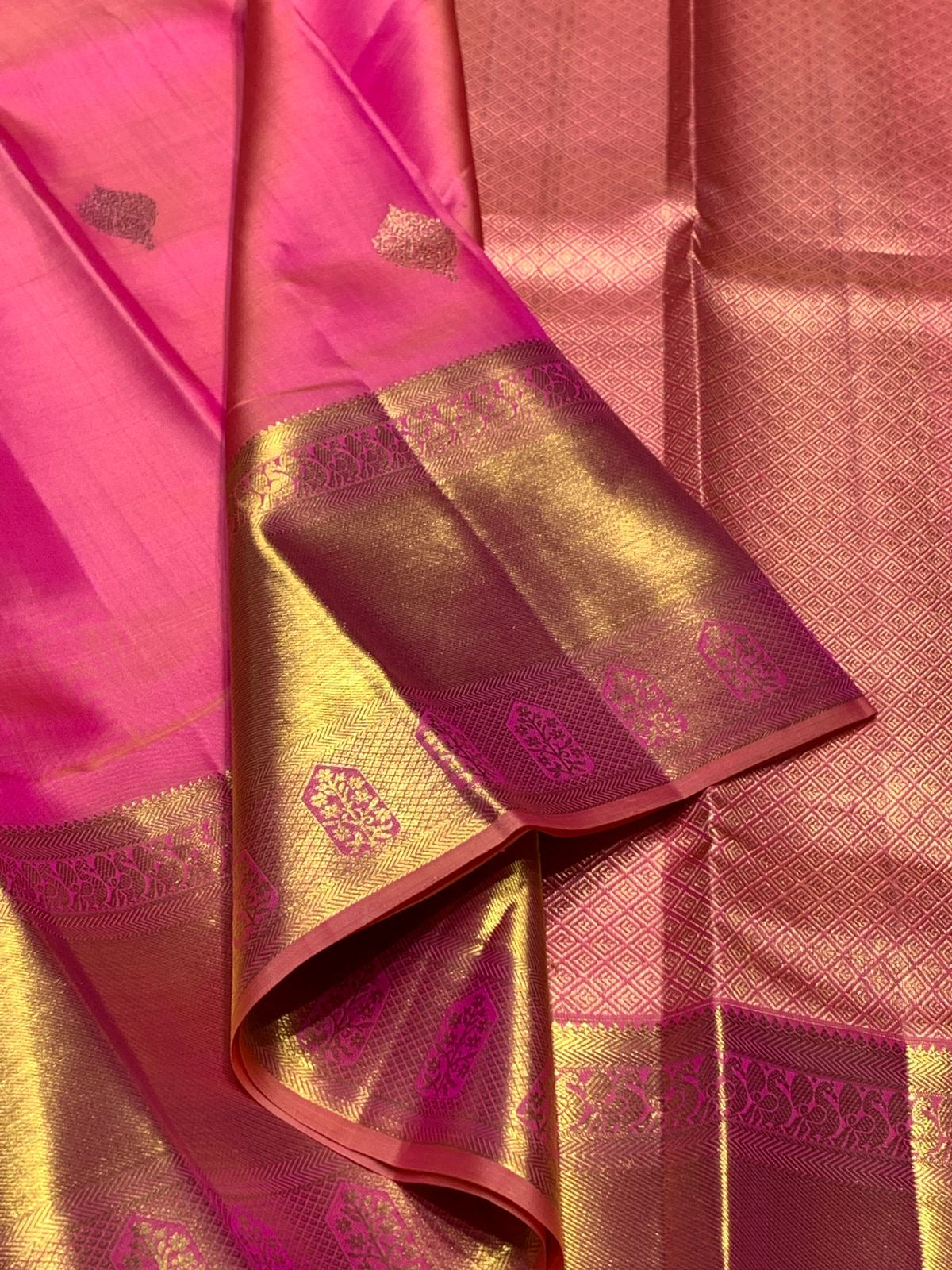 Classic Pink 2gm Zari Elegance Kanchipuram Handloom Silk Saree SS25452
