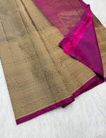 Load image into Gallery viewer, Classic Beige &amp; Deep Pink Kanchipuram Handloom Silk Saree SS26256
