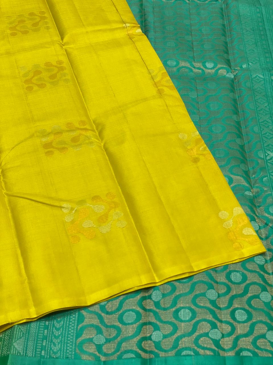 Classic Lime Green & Jade Green 1gm Zari Elegance Kanchipuram Handloom Silk Saree SS23543