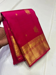 Classic Reddish Pink 2gm Zari Kanchipuram Handloom Silk Saree SS25838
