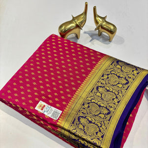 Classic Dark Pink & Indigo Violet Elegance Mysore Silk Saree SS24164