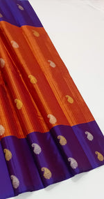 Load image into Gallery viewer, Classic Rust Orange &amp; Purple Elegance Kanchipuram Handloom Silk Saree SS27905
