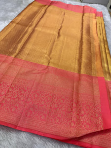Classic Gold & Red 2gm Zari Tissue Kanchipuram Handloom Silk Saree SS26397