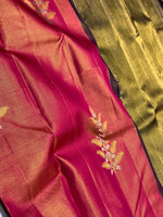 Load image into Gallery viewer, Classic Ruby Pink &amp; Navy Blue 2gm Zari Elegance Kanchipuram Handloom Silk Saree SS27497
