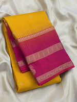 Load image into Gallery viewer, Classic Mango Yellow &amp; Deep Pink Elegance Kanchipuram Handloom Silk Saree SS28633
