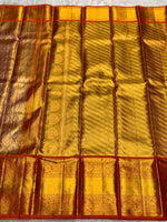 Load image into Gallery viewer, Classic Golden Champagne &amp; Orange 2gm Zari Bridal Elegance Kanchipuram Handloom Silk Saree SS28252
