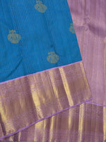Load image into Gallery viewer, Classic Sky Blue &amp; Lilac 2gm Zari Vaira Oosi Checks Elegance Kanchipuram Handloom Silk Saree SS27620
