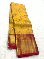 Load image into Gallery viewer, Classic Mustard &amp; Red 2gm Zari Elegance Kanchipuram Handloom Silk Saree SS24786
