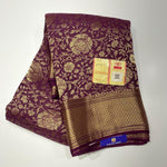 Load image into Gallery viewer, Classic Plum Elegance Khaddi Banarasi Crepe Silk Saree SS25939

