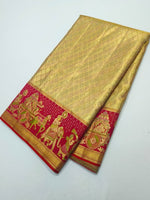 Load image into Gallery viewer, Classic Shimmer Gold &amp; Red Meenakari Bridal Elegance Kanchipuram Handloom Silk Saree SS26899
