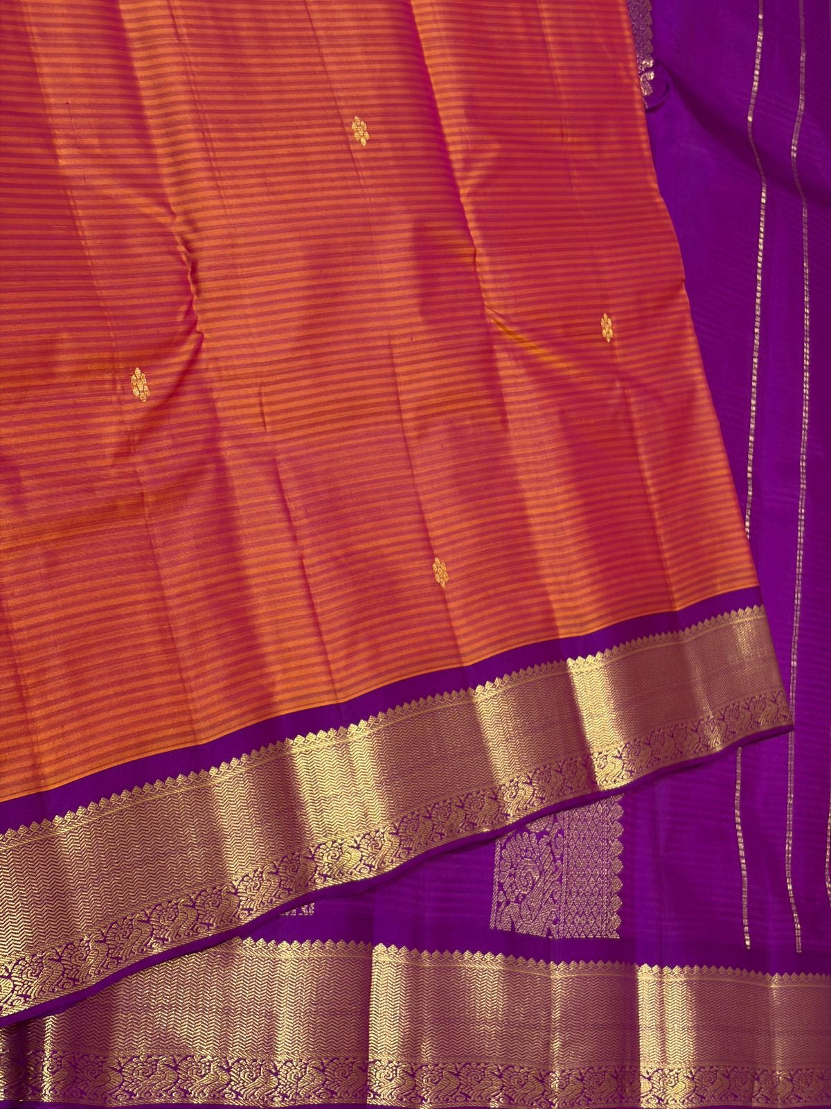Classic Orange & Vadamalli Traditional Butta Kanchipuram Handloom Silk Saree SS26595