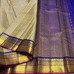 Load image into Gallery viewer, Classic Antique Sand Beige &amp; Royal Blue 1gm Zari Bridal Elegance Kanchipuram Handloom Silk Saree SS23793
