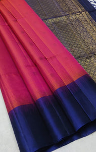 Classic Pink & Blue Elegance Handloom Soft Silk Saree SS25251
