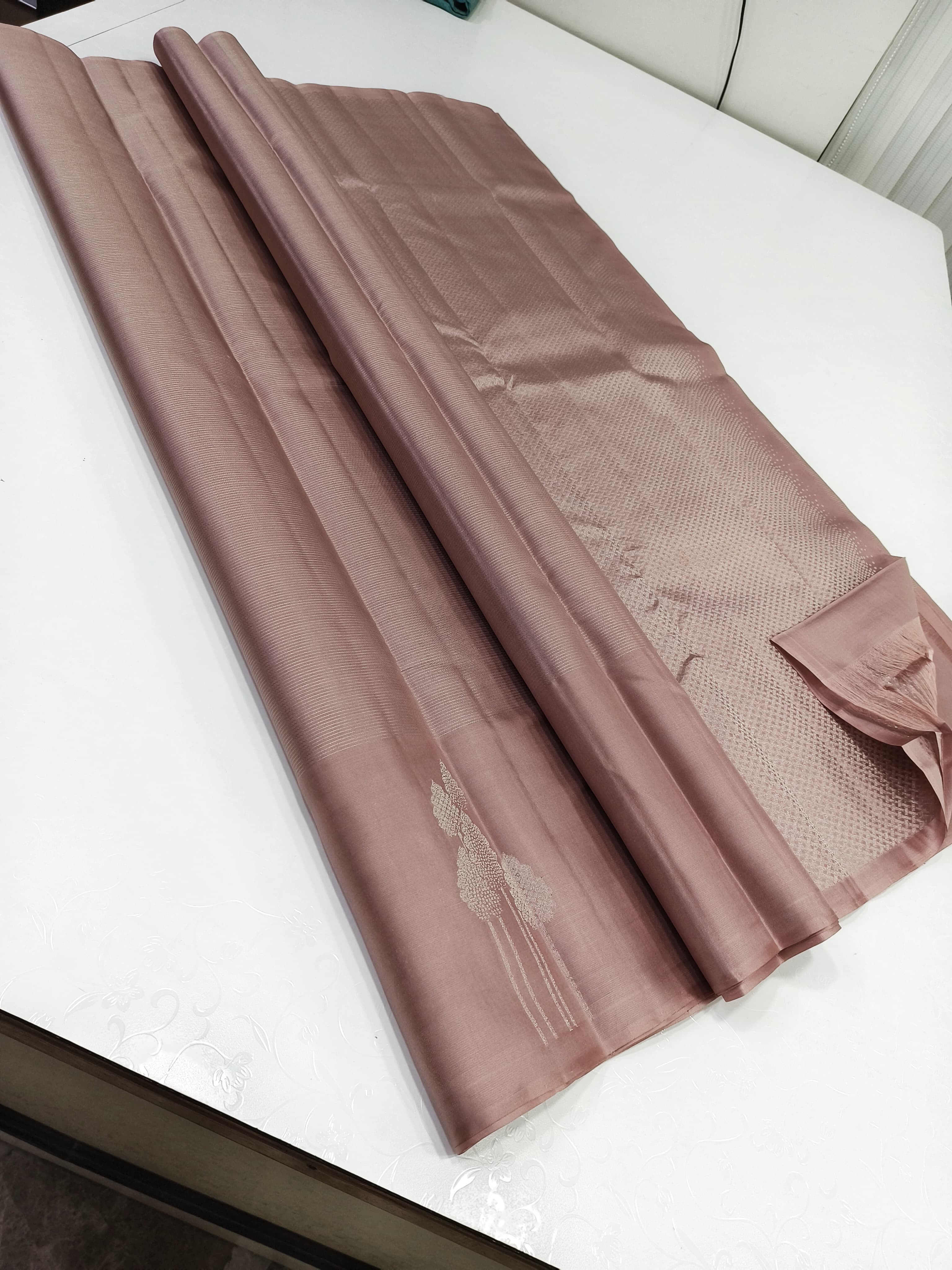 Classic Nude Pink Elegance Kanchipuram Handloom Silk Saree SS24709