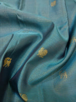 Load image into Gallery viewer, Classic Light Blue &amp; Chocolate 2gm Zari Vaira Oosi Elegance Kanchipuram Handloom Silk Saree SS27628

