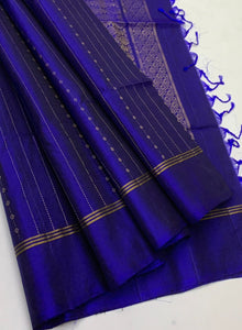 Classic Royal Blue Elegance Handloom Soft Silk Saree SS25648