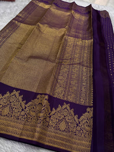 Classic Plum Kanchipuram Handloom Silk Saree SS26221