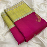 Load image into Gallery viewer, Classic Dark Pink &amp; Oatmeal Beige 2gm Zari Kanchipuram Handloom Silk Saree SS25836
