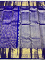 Load image into Gallery viewer, Classic Royal Blue 2gm Zari Bridal Elegance Kanchipuram Handloom Silk Saree SS25981
