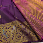 Load image into Gallery viewer, Classic Metallic Violet &amp; Wine Red Elegance Kanchipuram Handloom Silk Saree SS27380
