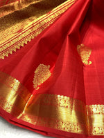 Load image into Gallery viewer, Classic Chilli Red 2gm Zari Bridal Elegance Kanchipuram Handloom Silk Saree SS24773
